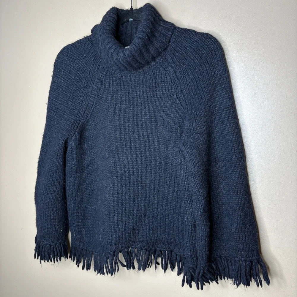 Tory Burch Jennifer Fringe Wool Alpaca Blend Sweater 33954 Womens Medium